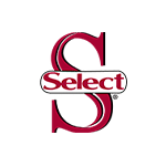 Select logo, maroon and black.